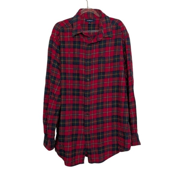 Croft & Barrow Flannel Plaid Shirt Mens Size Large Red Long Sleeve Button Down - Picture 1 of 11